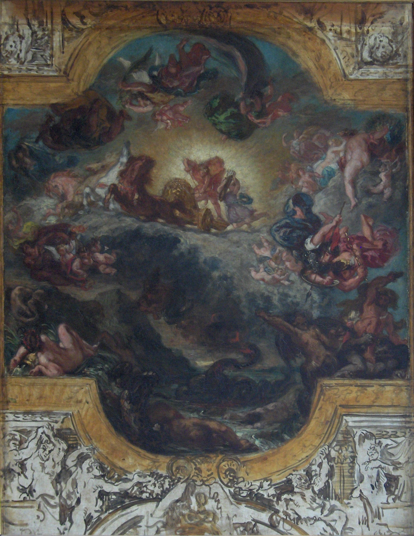 Reproduction du tableau « Apollon vainqueur du serpent Python - Eugène Delacroix » par Alpha Reproduction en peinture à l’huile