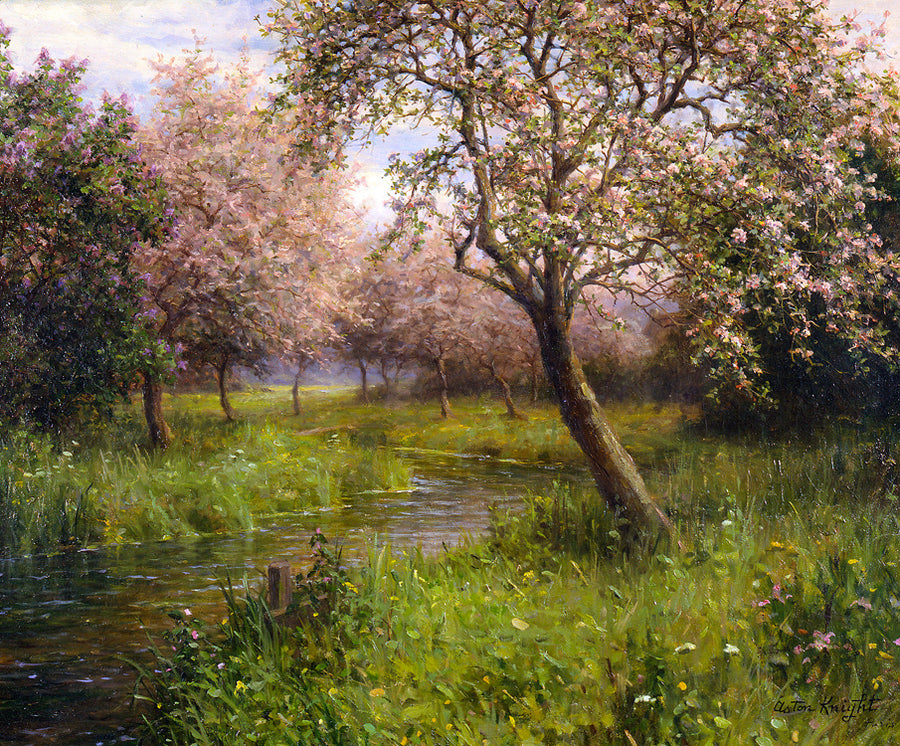 Fleurs de pommier, peinture de Louis Aston Knight