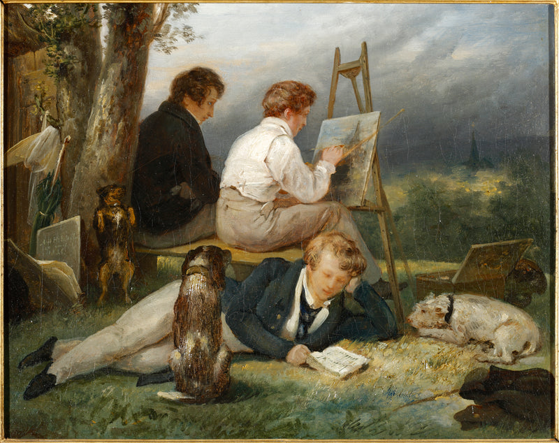 Kolmen Scheffer-veljen muotokuva maisemassa - Ary Scheffer