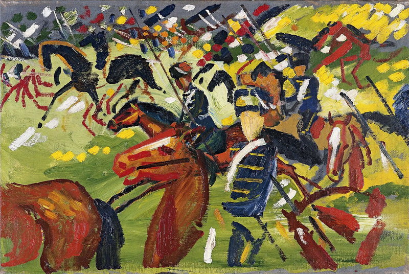Hussarit lähdössä - August Macke