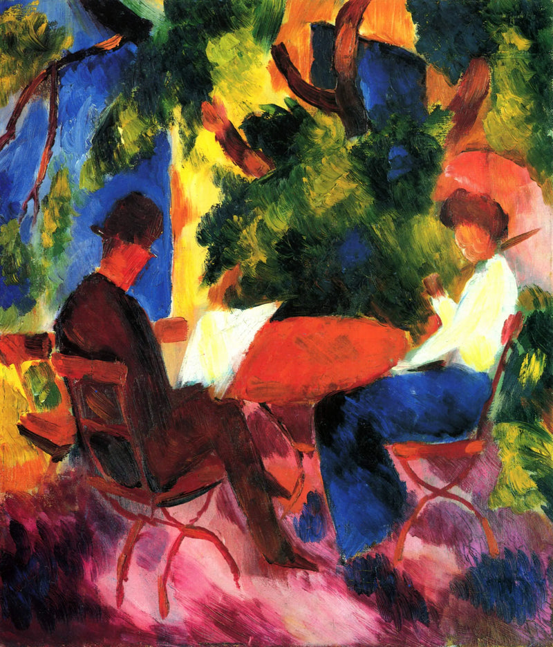 Pariskunta puutarhapöydän äärellä - August Macke