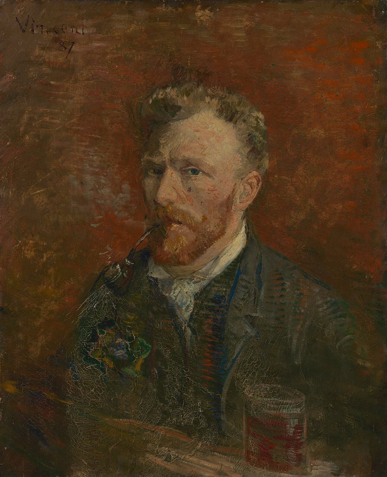 🍺 Omakuva piipun ja lasin kanssa – Vincent van Gogh (1887)