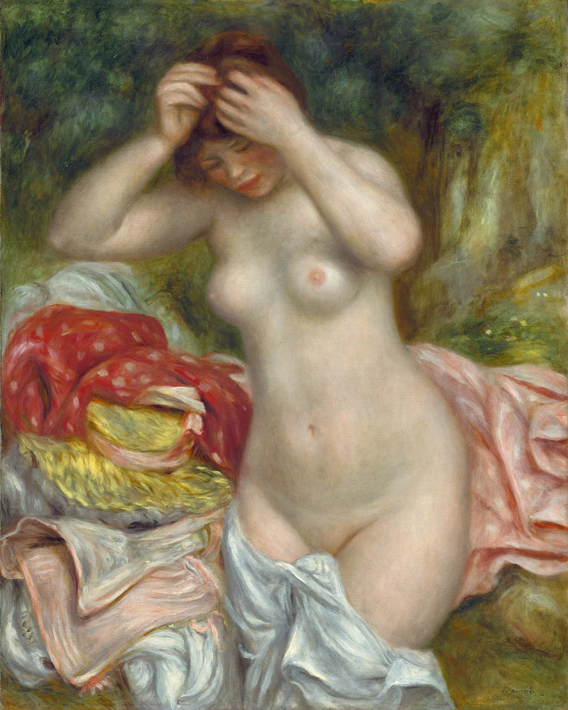 Hiuksiaan laittava uimari - Pierre-Auguste Renoir