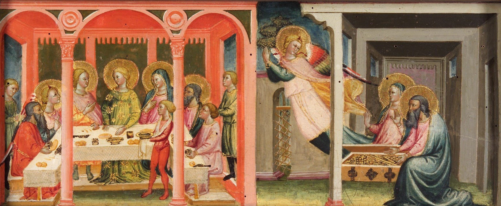 Scènes de l'histoire de Tobias (mariage de Tobias et Sara ; l'archange quitte Tobit et Anne) - Bicci di Lorenzo