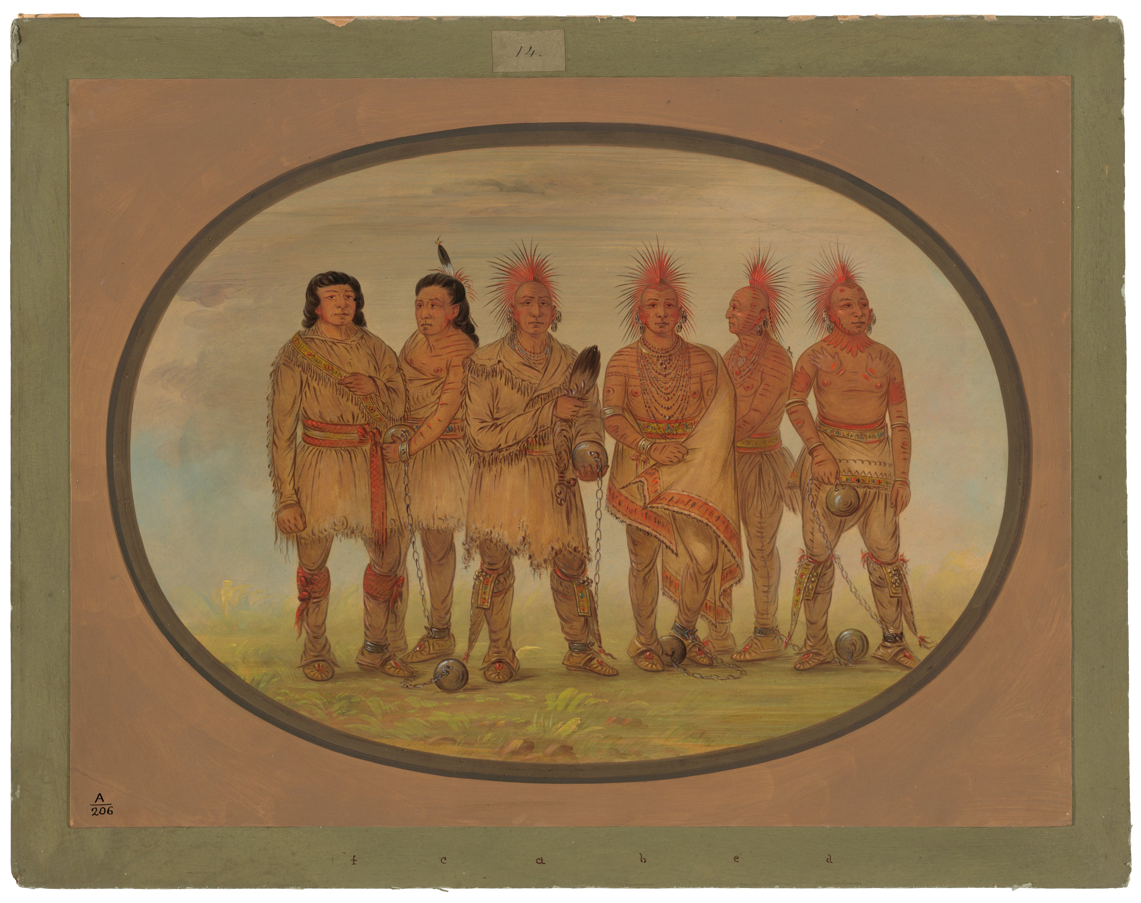 Black Hawk et cinq autres prisonniers Saukie - George Catlin