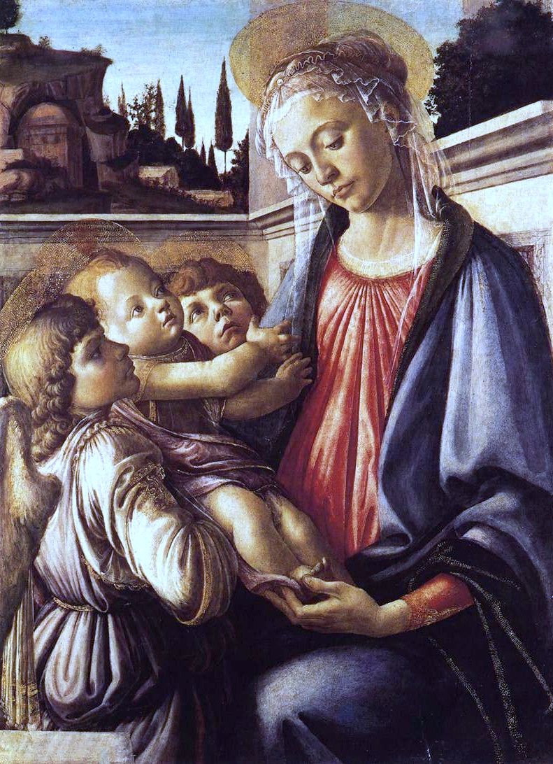 Neitsyt Maria lapsensa ja kaksi enkeliä - Sandro Botticelli