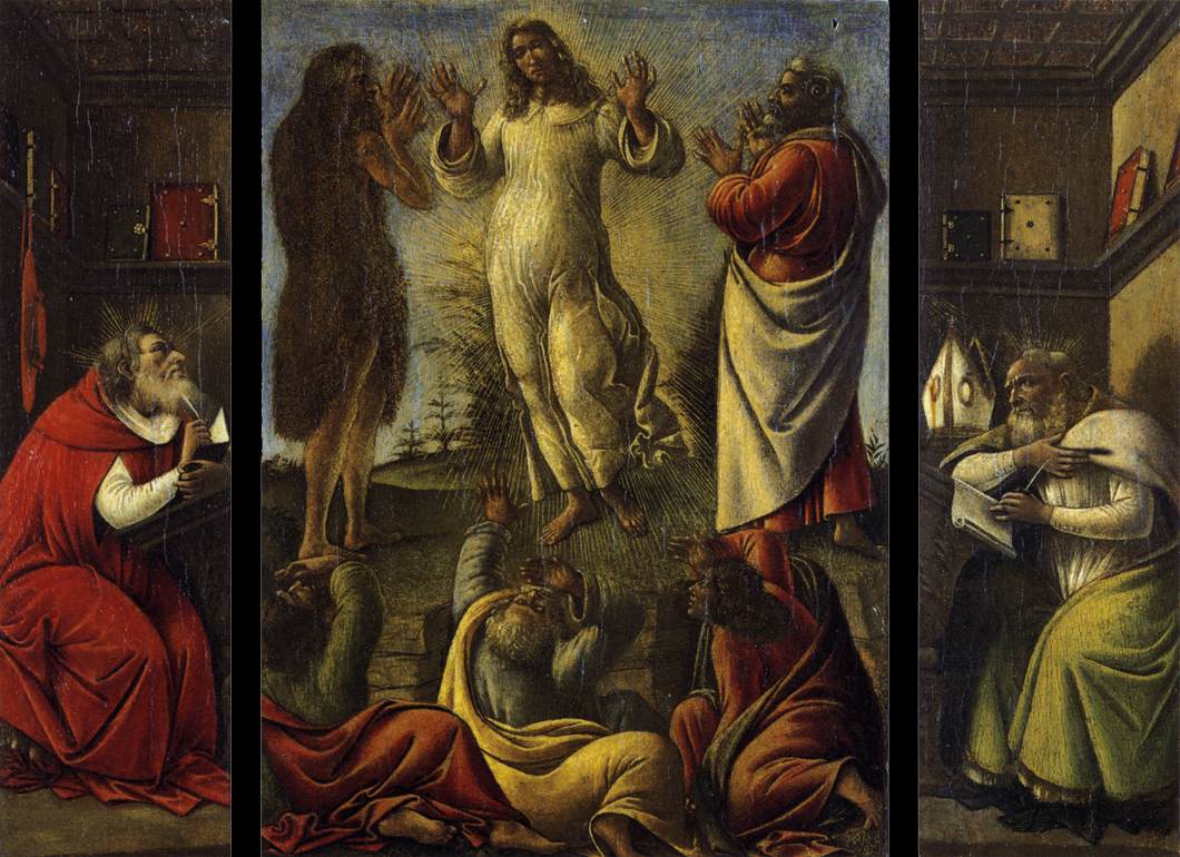 Transfiguraatio, pyhä Hieronymus ja pyhä Augustinus - Sandro Botticelli