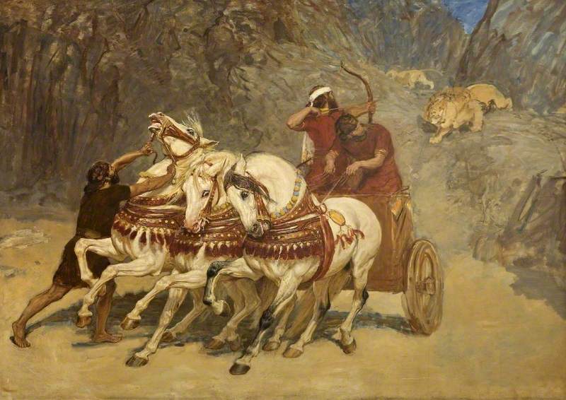 Chasse au lion assyrienne (inachevée) - Briton Rivière