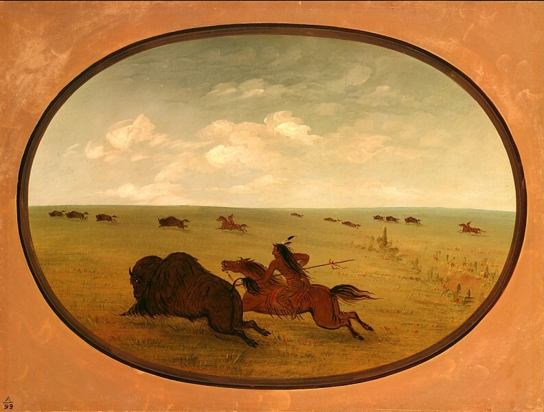 Chasse au bison, Indiens Sioux, Haut-Missouri - George Catlin