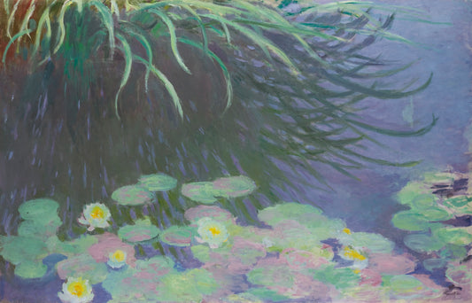 🌿 Lumpeet korkeiden ruohokasvien heijastuksilla, Claude Monet