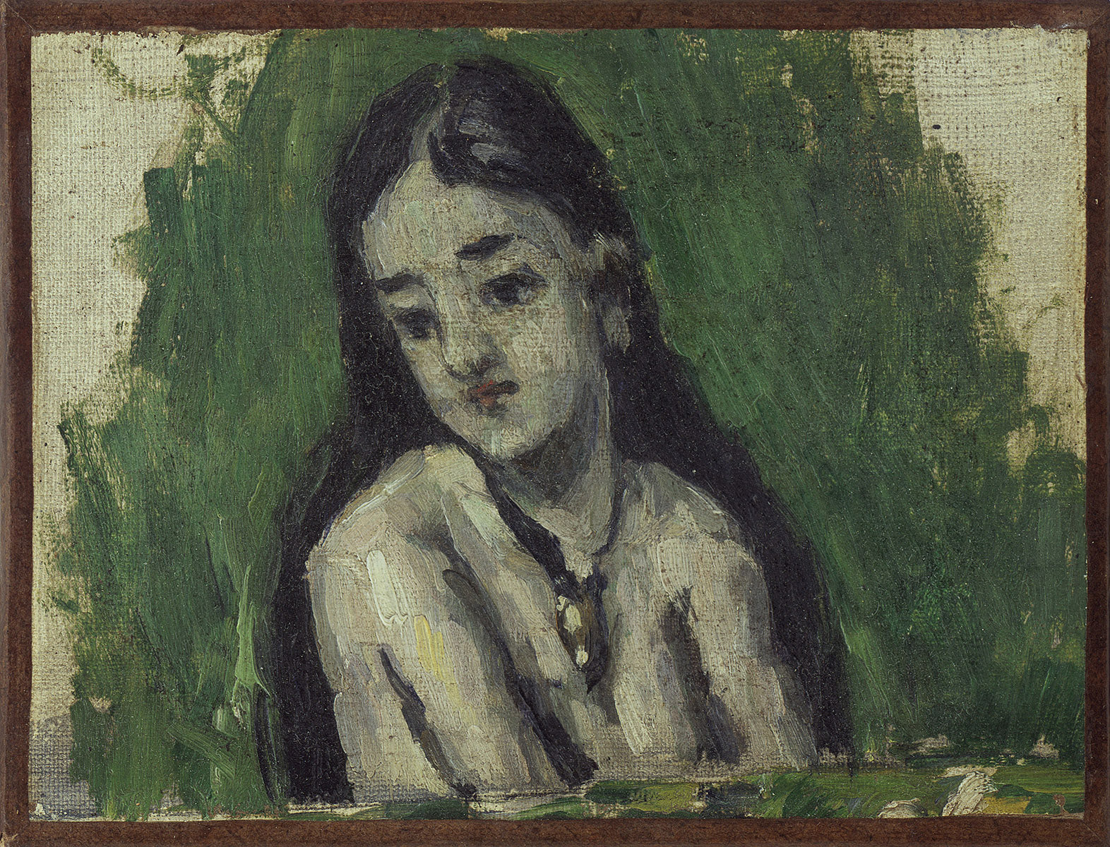 Reproduction du tableau « Jeune fille aux cheveux dénoués - Paul Cézanne » par Alpha Reproduction en peinture à l’huile