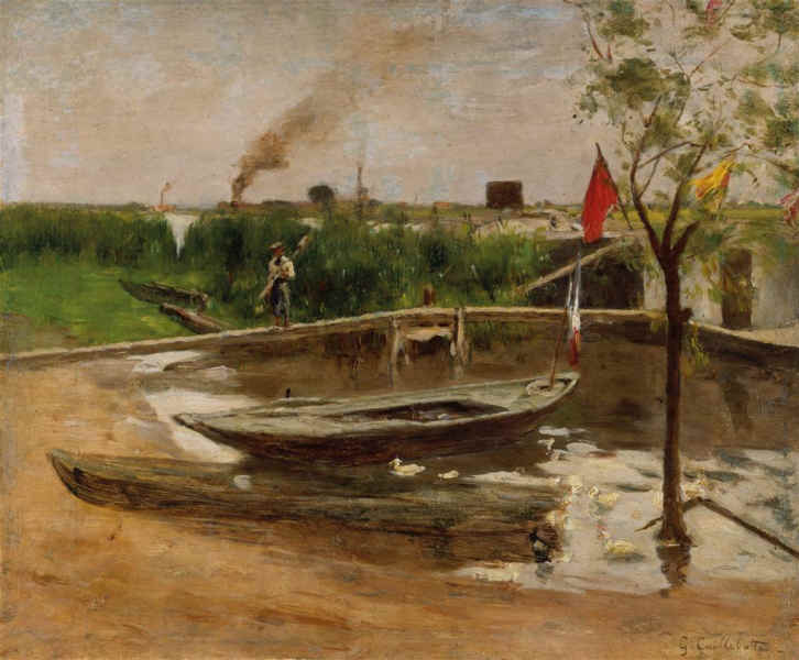 Reproduction du tableau « Remise de barques près de Port-Marly - Gustave Caillebotte » par Alpha Reproduction en peinture à l’huile