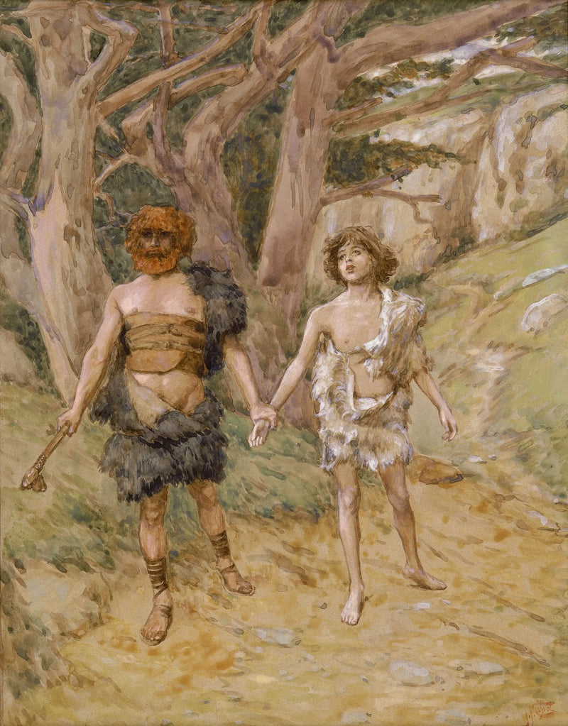 Caïn johdattaa Abelin kuolemaan - James Tissot