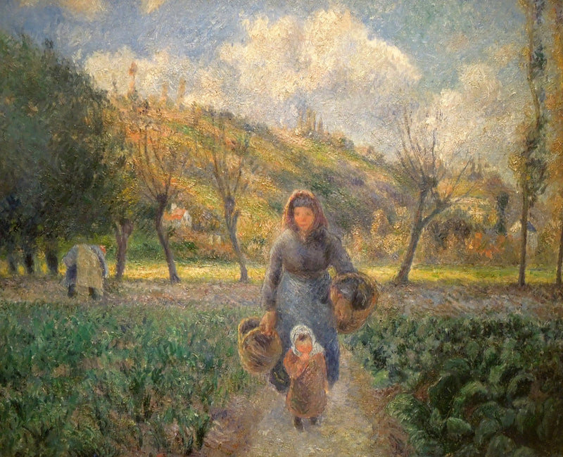 Maalaisnainen ja lapsi palaamassa pelloilta, Auvers-sur-Oise - Camille Pissarro