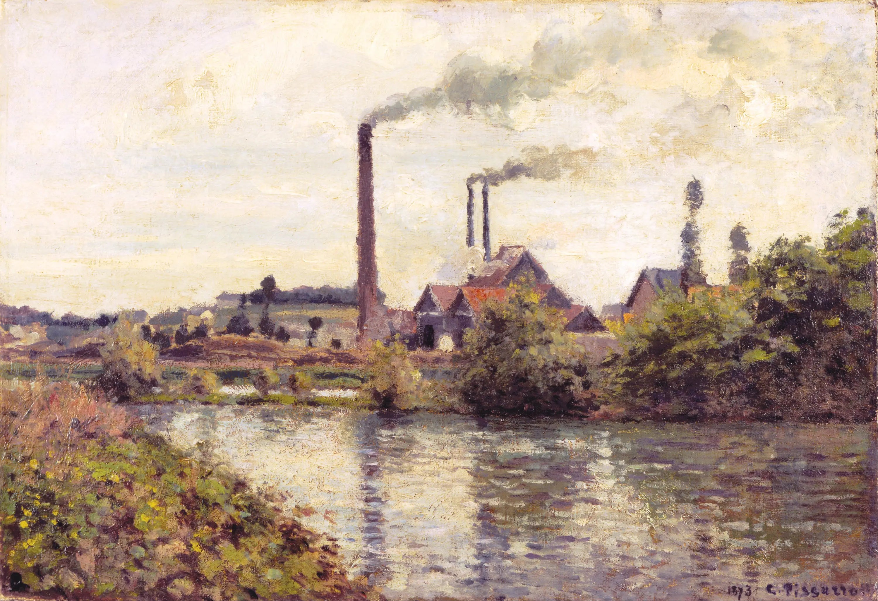 Reproduction du tableau « L'usine à Pontoise - Camille Pissarro » par Alpha Reproduction en peinture à l’huile