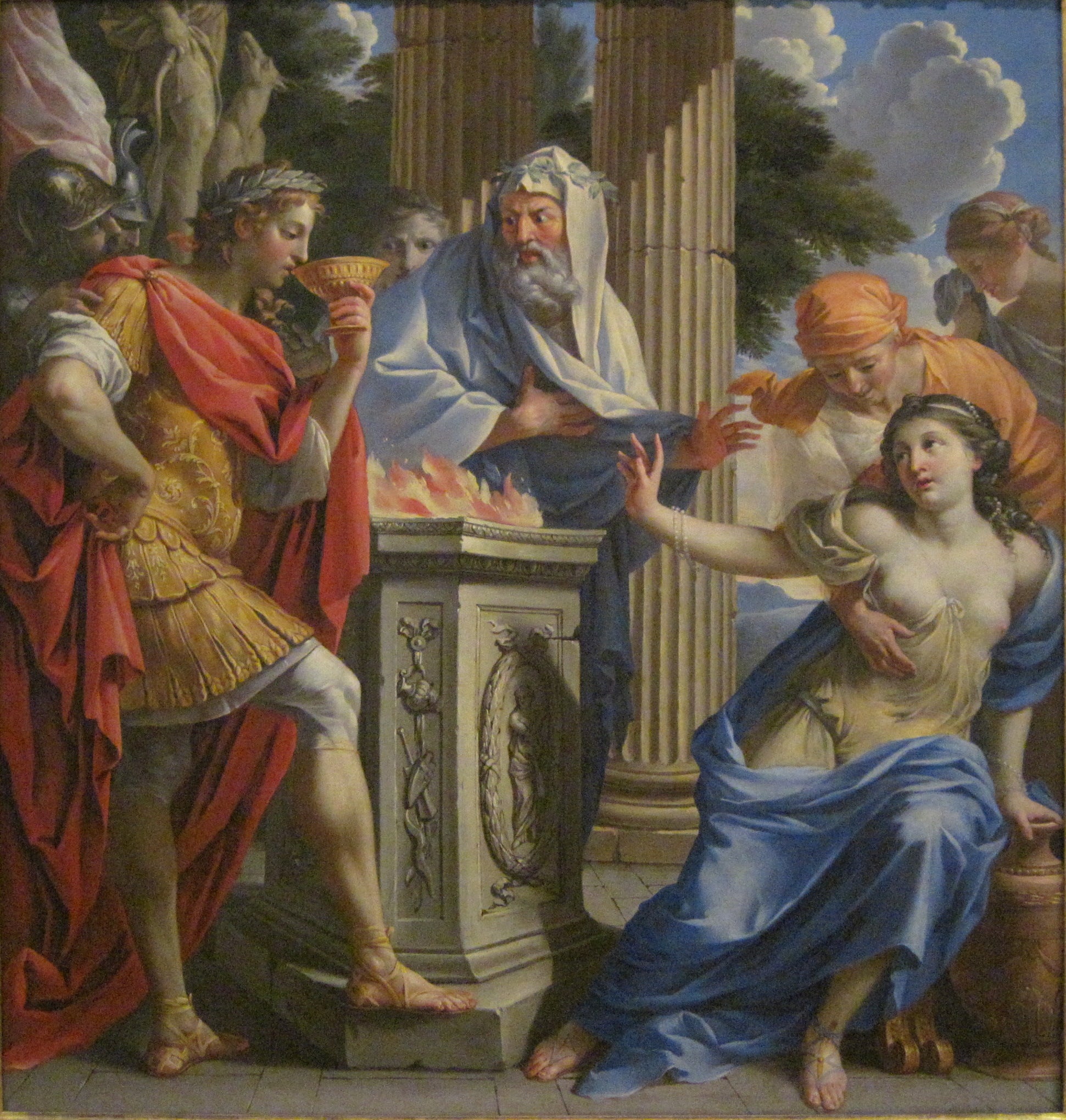 Camma offrant la Coupe de Mariage empoisonnée à Synorix au Temple de Diane - Charles Poerson