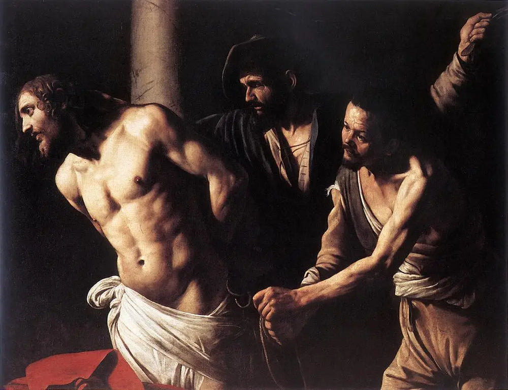 Reproduction du tableau « Le Christ à la colonne - Le Caravage » par Alpha Reproduction en peinture à l’huile