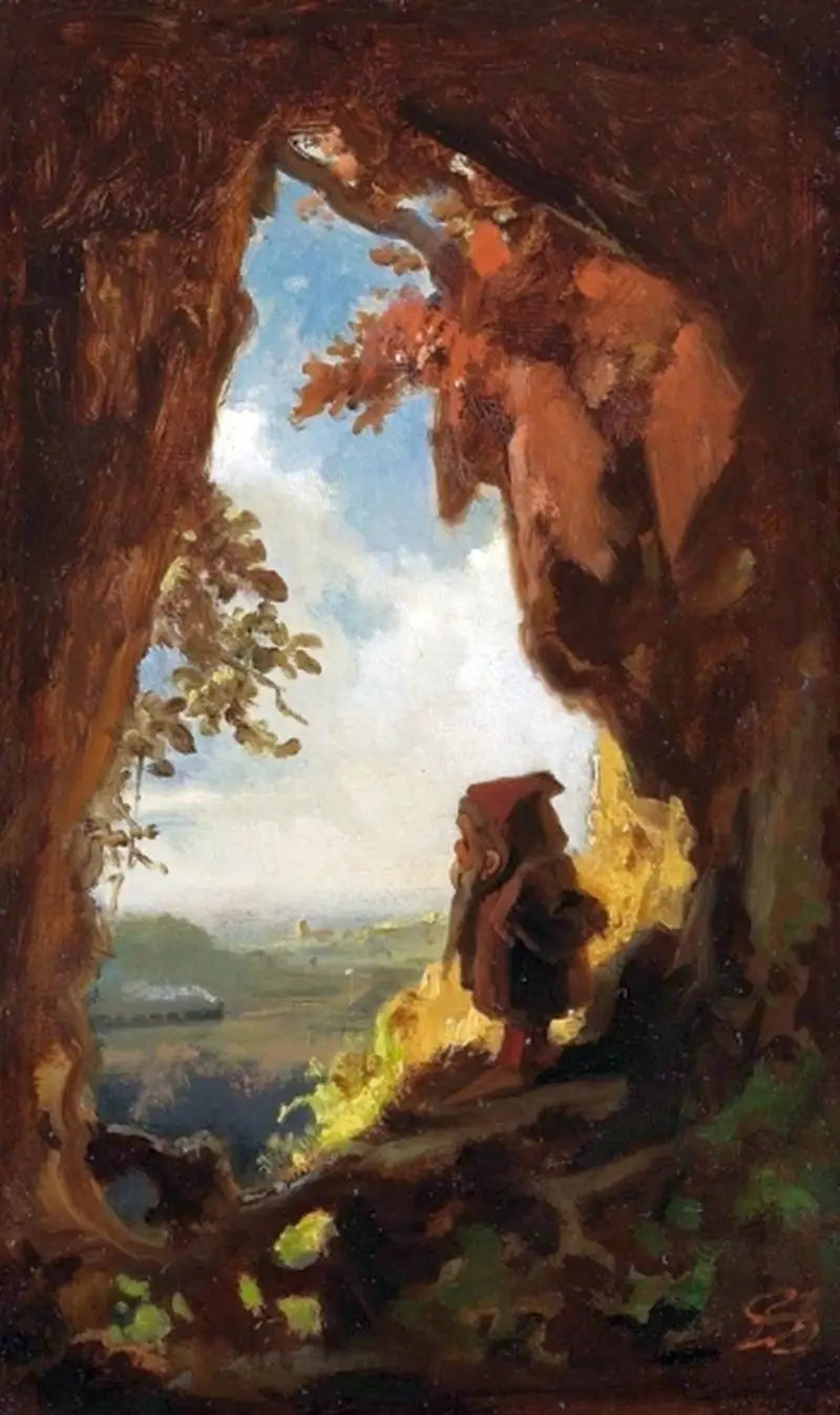 Gnome katsomassa junaa - Carl Spitzweg