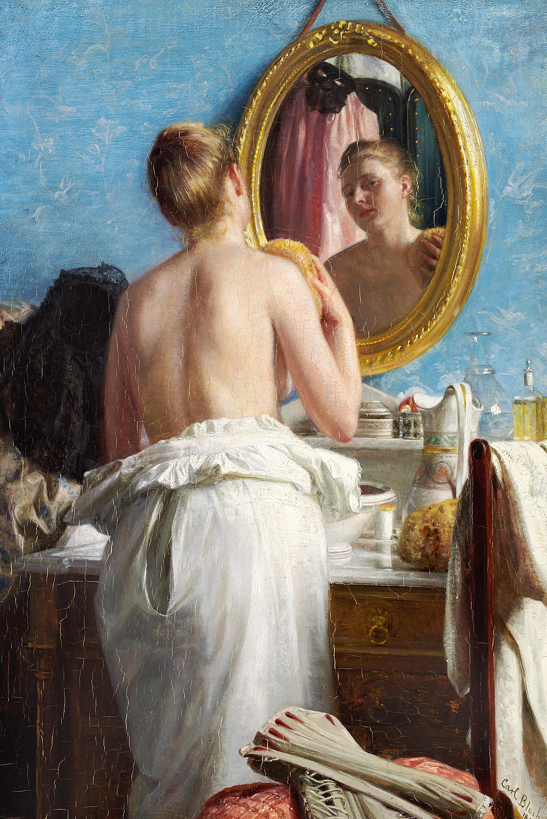 Une jeune femme se lave avant un carnaval. - Carl Heinrich Bloch - Alpha Reproduction