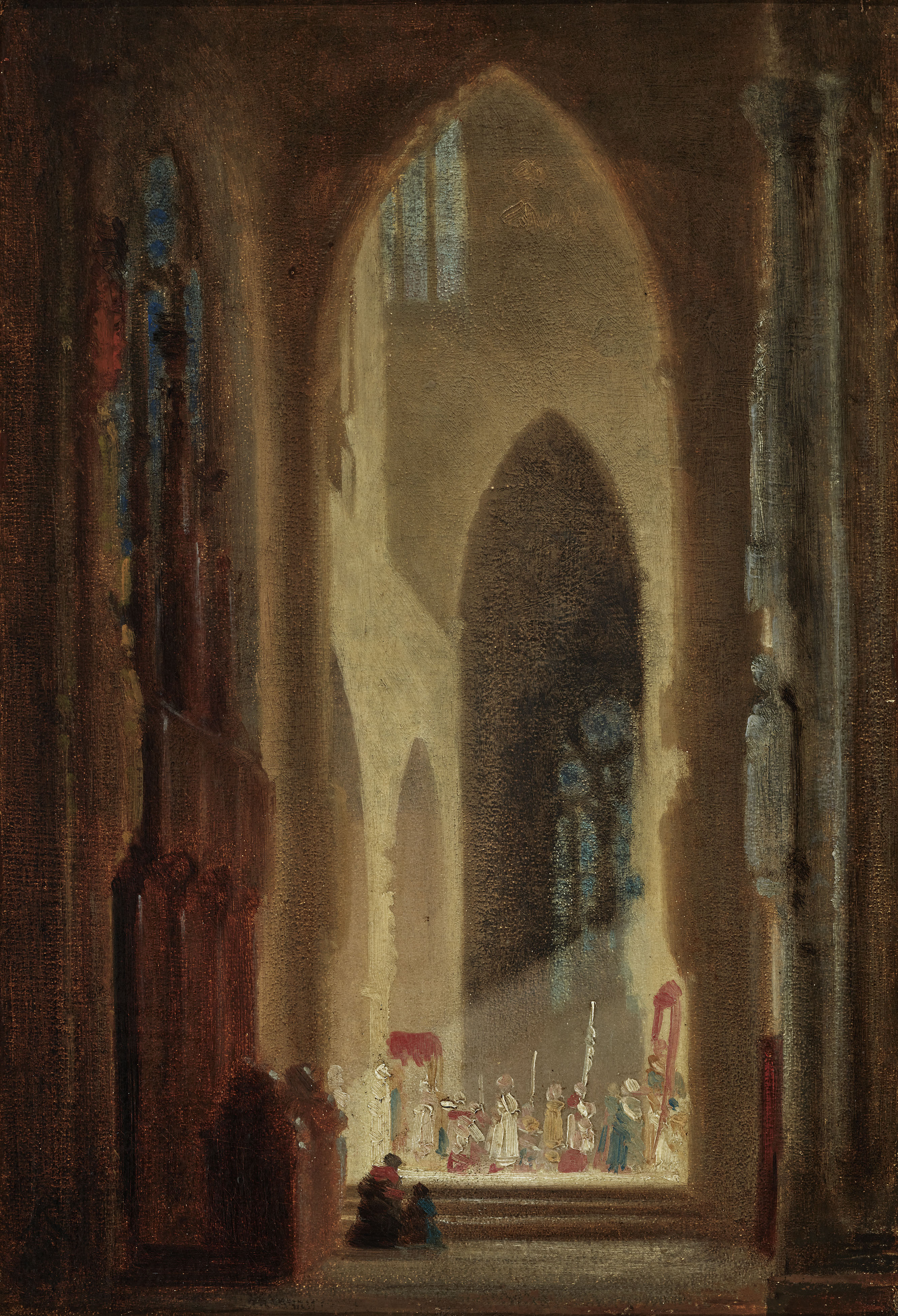 Kirkon sisätila kulkueineen - Carl Spitzweg