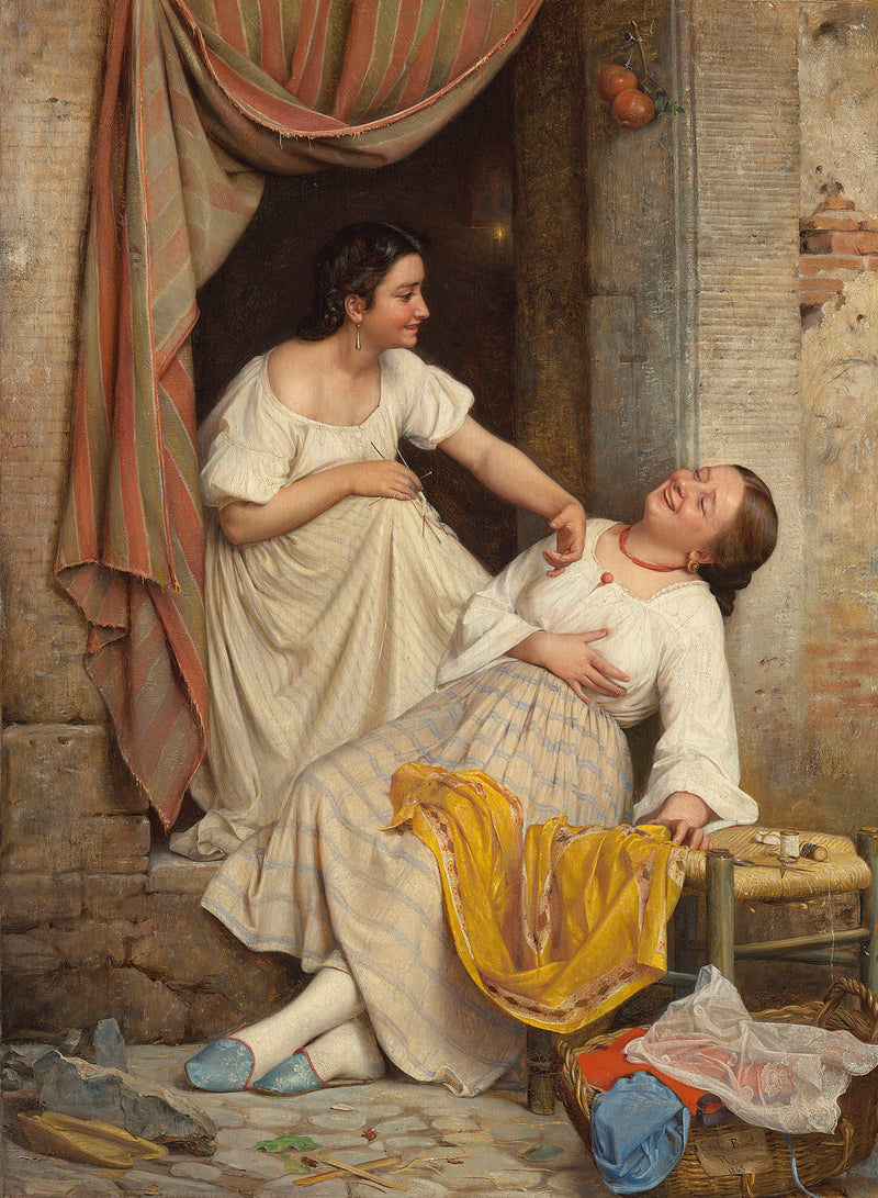 Kaksi hymyilevää tyttöä - Carl Heinrich Bloch