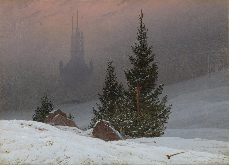 Talvimaisema kirkolla - Caspar David Friedrich