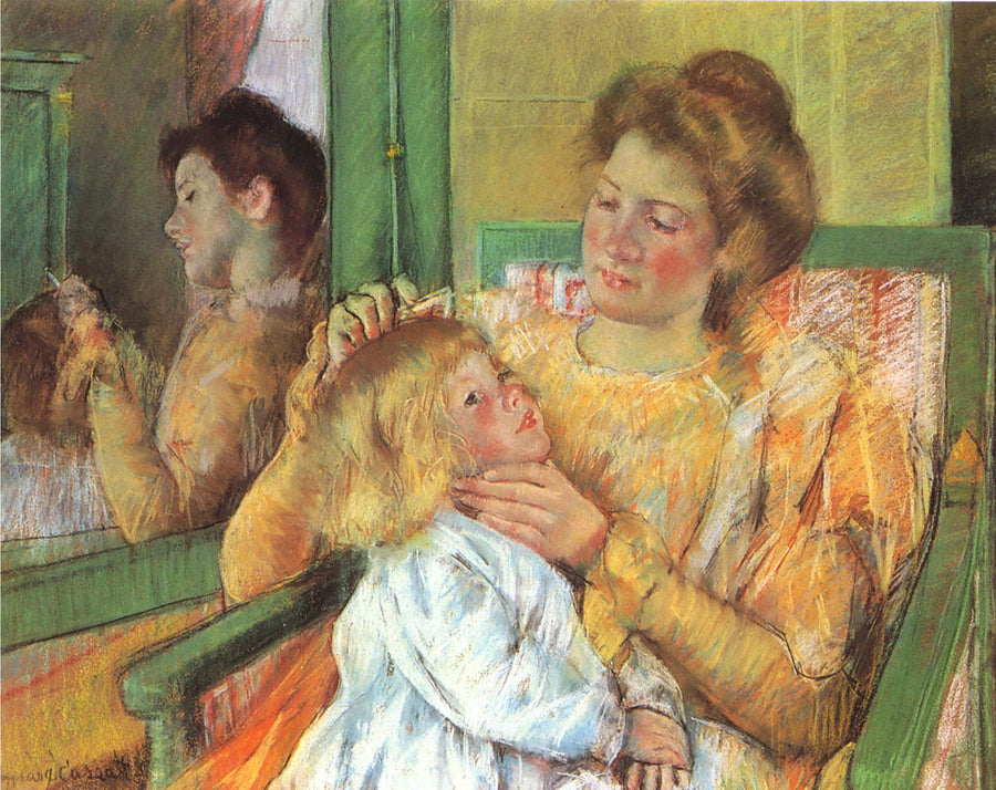 Mère coiffant les cheveux de son enfant - Mary Cassatt