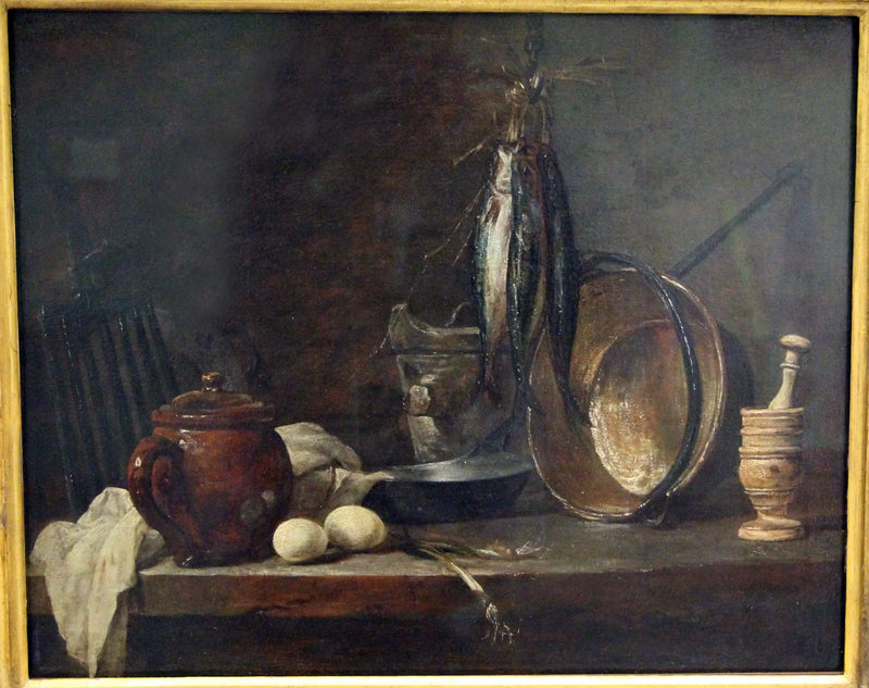 Kaalilaatikon ja keittiövälineiden valikko - Jean Siméon Chardin