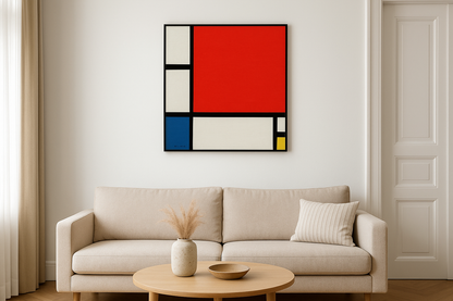 Koostumus punaisesta, sinisestä ja keltaisesta - Mondrian