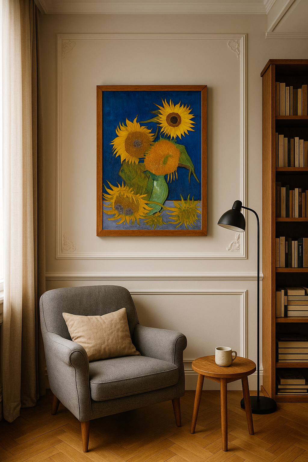 🌻 Auringonkukat (kuninkaansininen tausta) – Vincent van Gogh (1888)