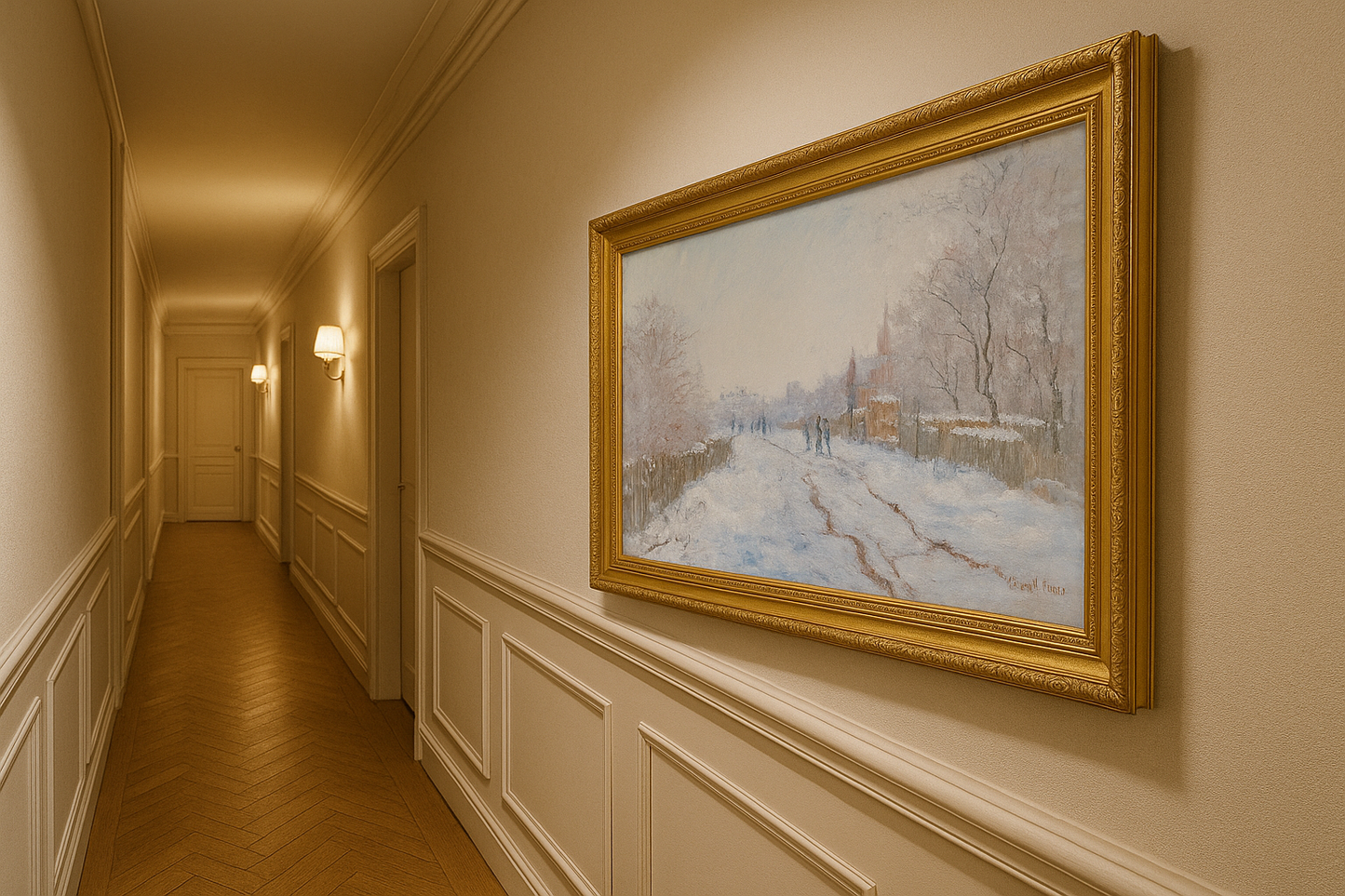 Lumi peittää kadun Argenteuilissa – Claude Monet, 1875