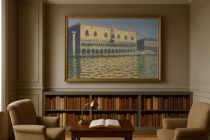 🌅 Le Palais ducal Claude Monet (1908) – Version lumineuse aux reflets dorés