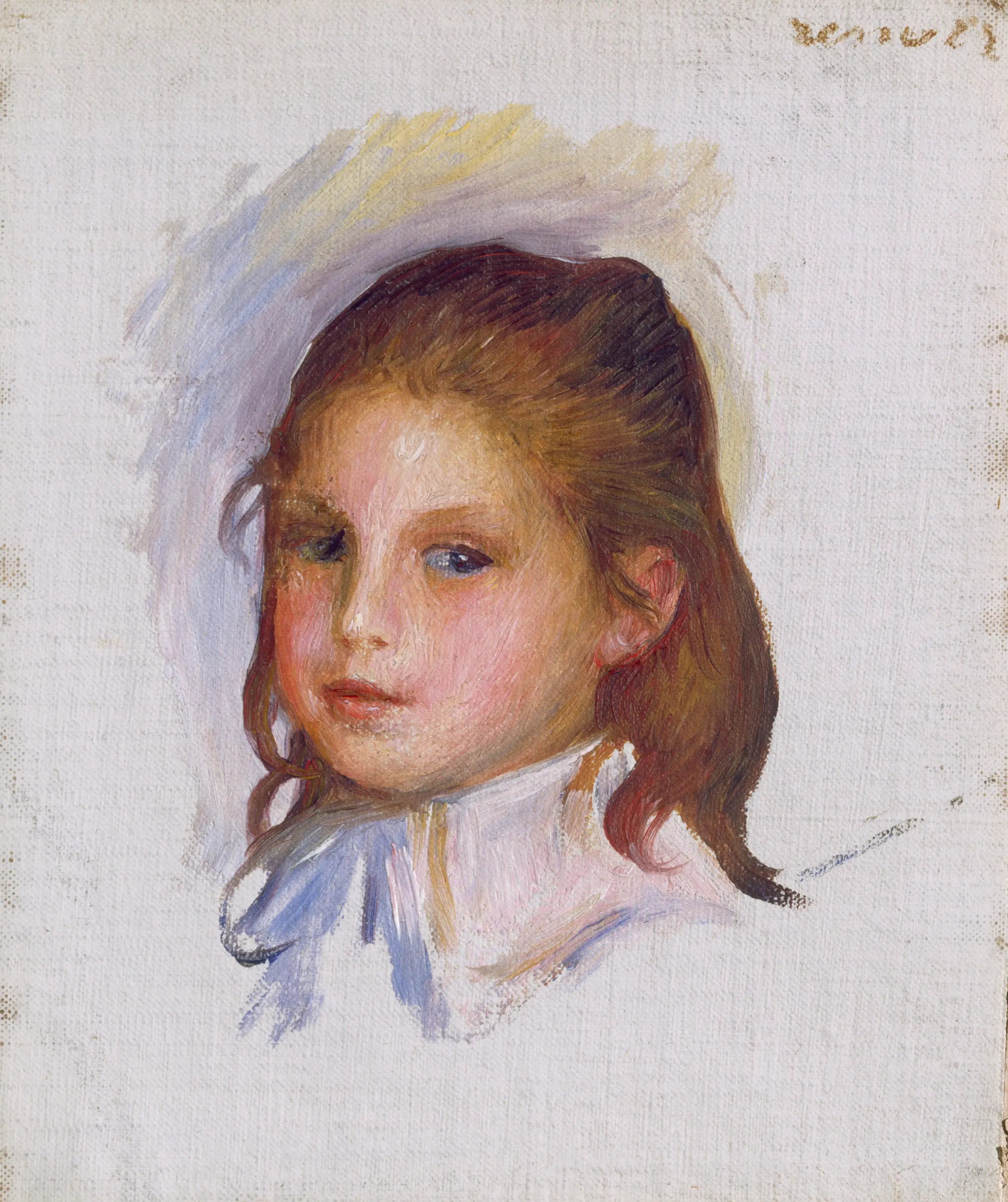 Reproduction du tableau « Enfant aux cheveux bruns - Pierre-Auguste Renoir » par Alpha Reproduction en peinture à l’huile