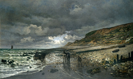 🌫️ La Pointe de la Hève laskuveden aikaan Claude Monet (1865)
