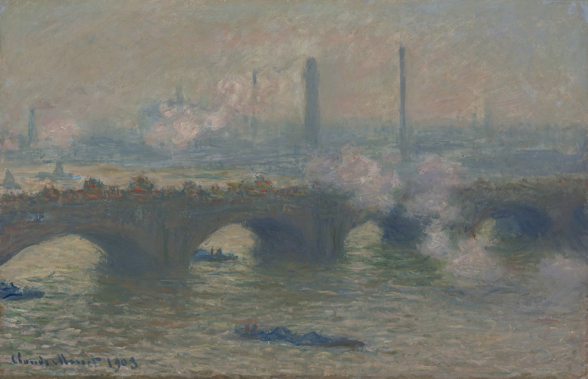 Reproduction du tableau « Le pont de Waterloo, le jour gris - Claude Monet » par Alpha Reproduction en peinture à l’huile