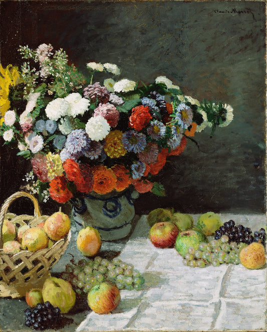 "Kuolema-asetelma: Kukat ja hedelmät" – Claude Monet (noin 1869)