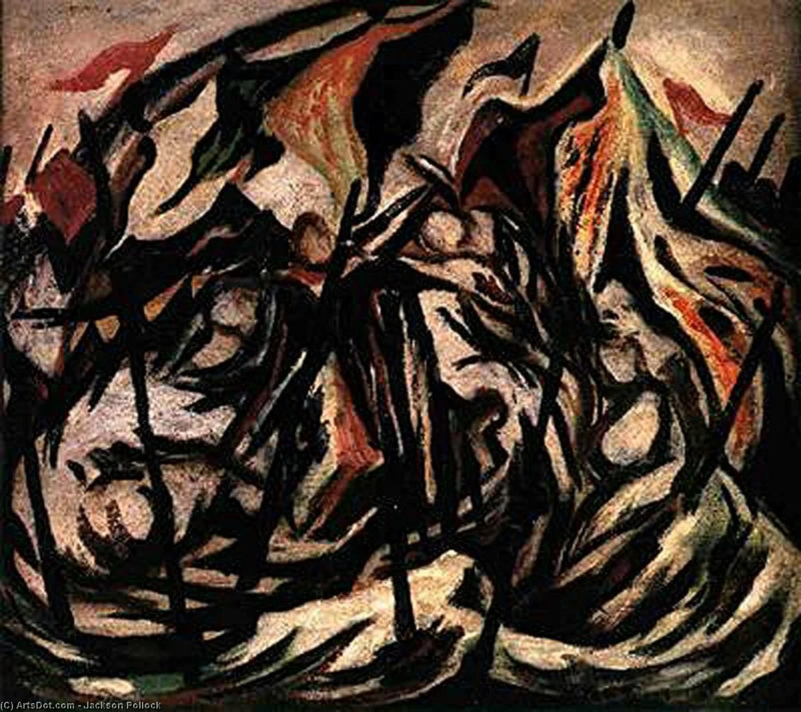 Composition avec figures et bannières - Jackson Pollock