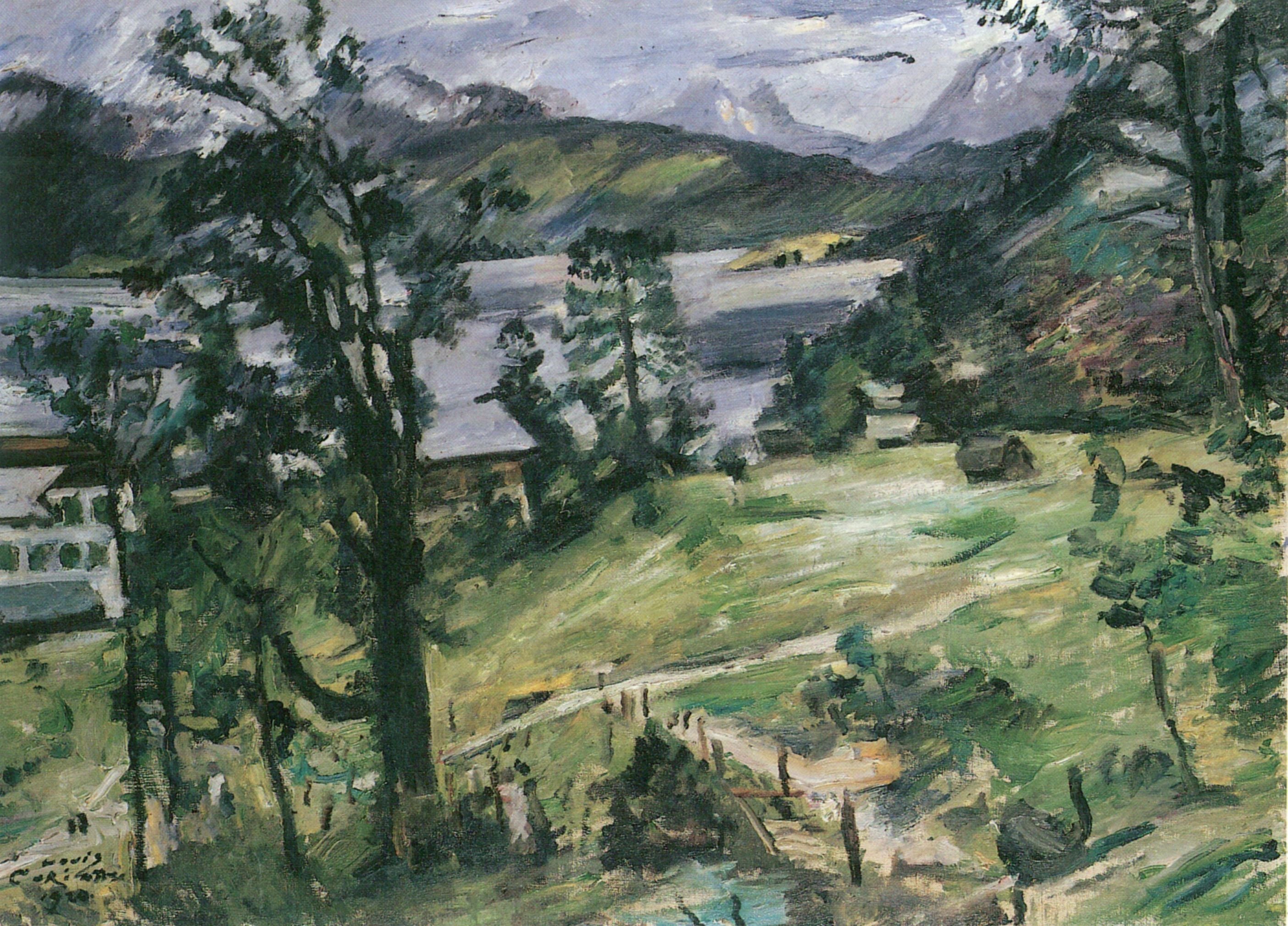 Walchenseen maisema lehtikuusilla - Lovis Corinth