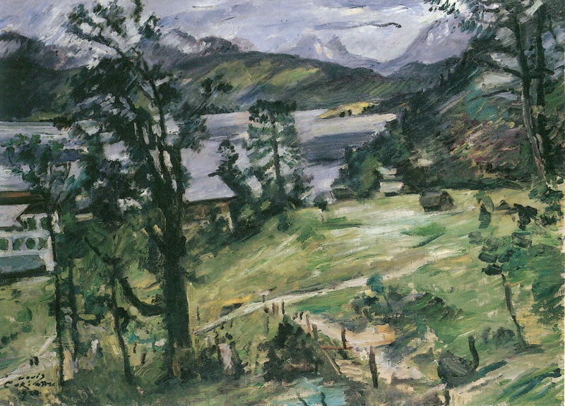 Walchenseen maisema lehtikuusilla - Lovis Corinth
