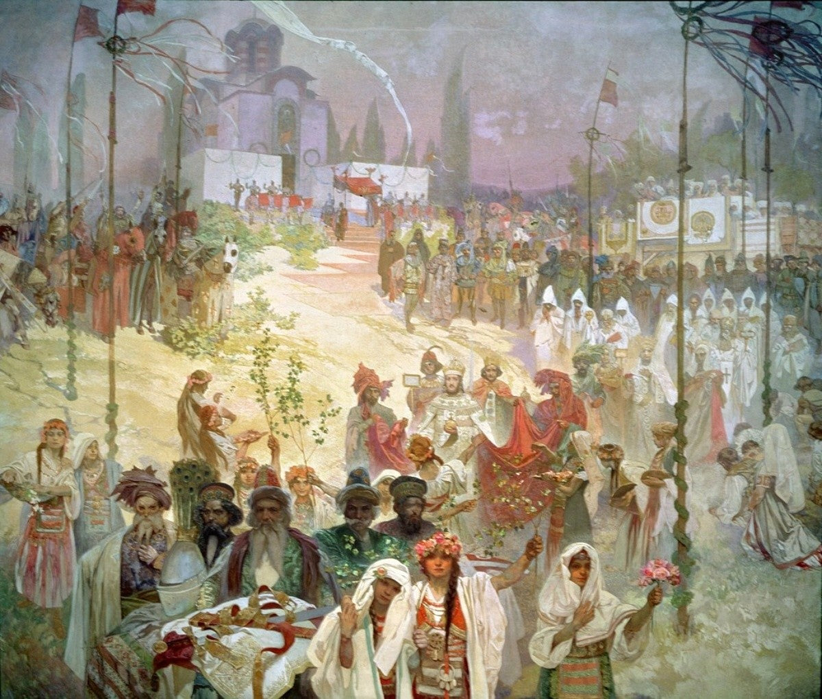 Serbian tsar Stefan Dušan's coronation as Byzantine Emperor - Alphonse Mucha