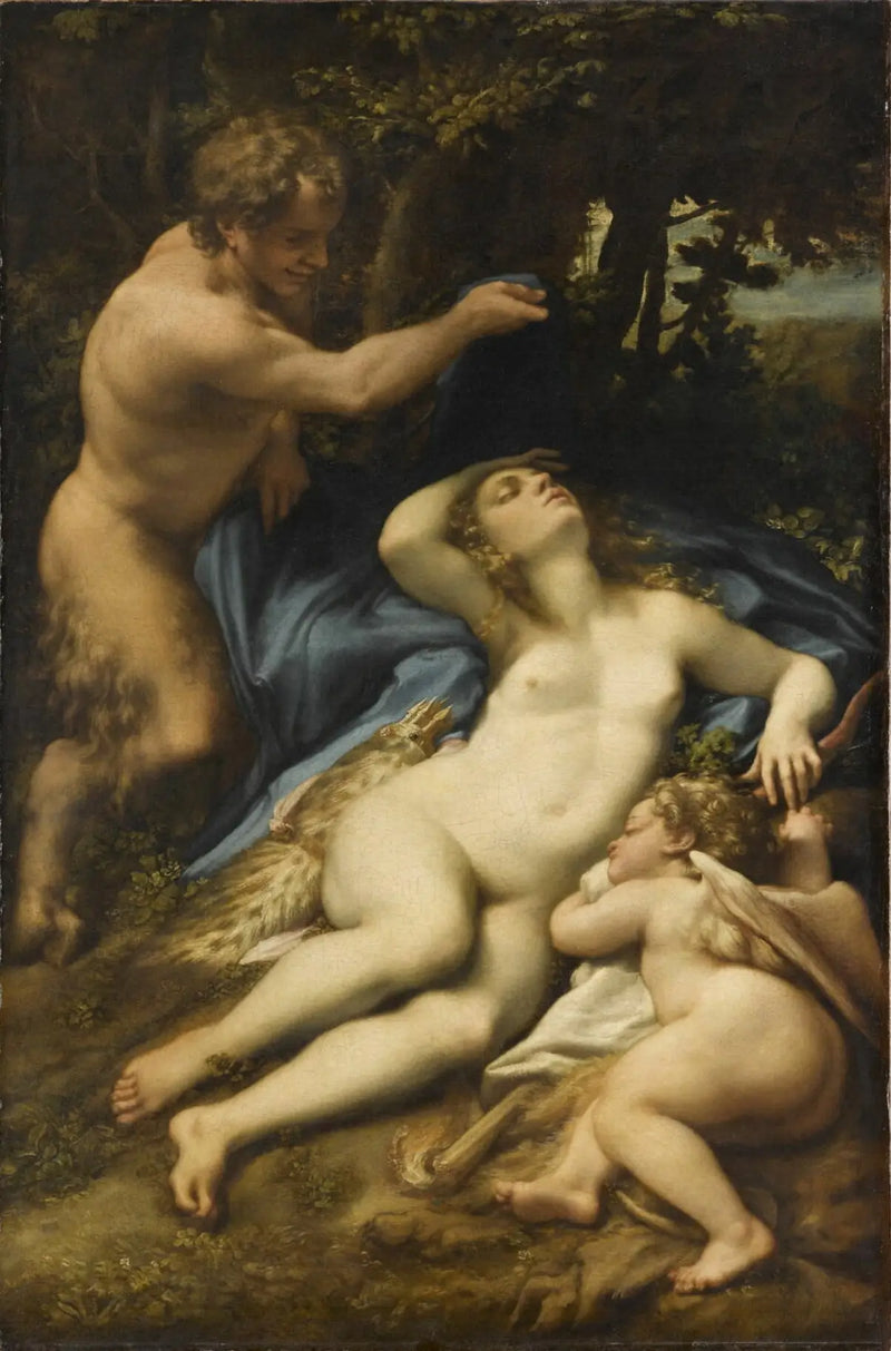 Venus, Satyyri ja Cupido - Antonio da Correggio