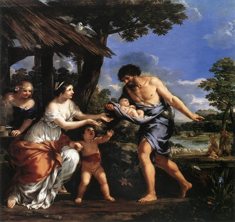 Romulus ja Remus kerätty Faustulusin luo - Pietro da Cortona