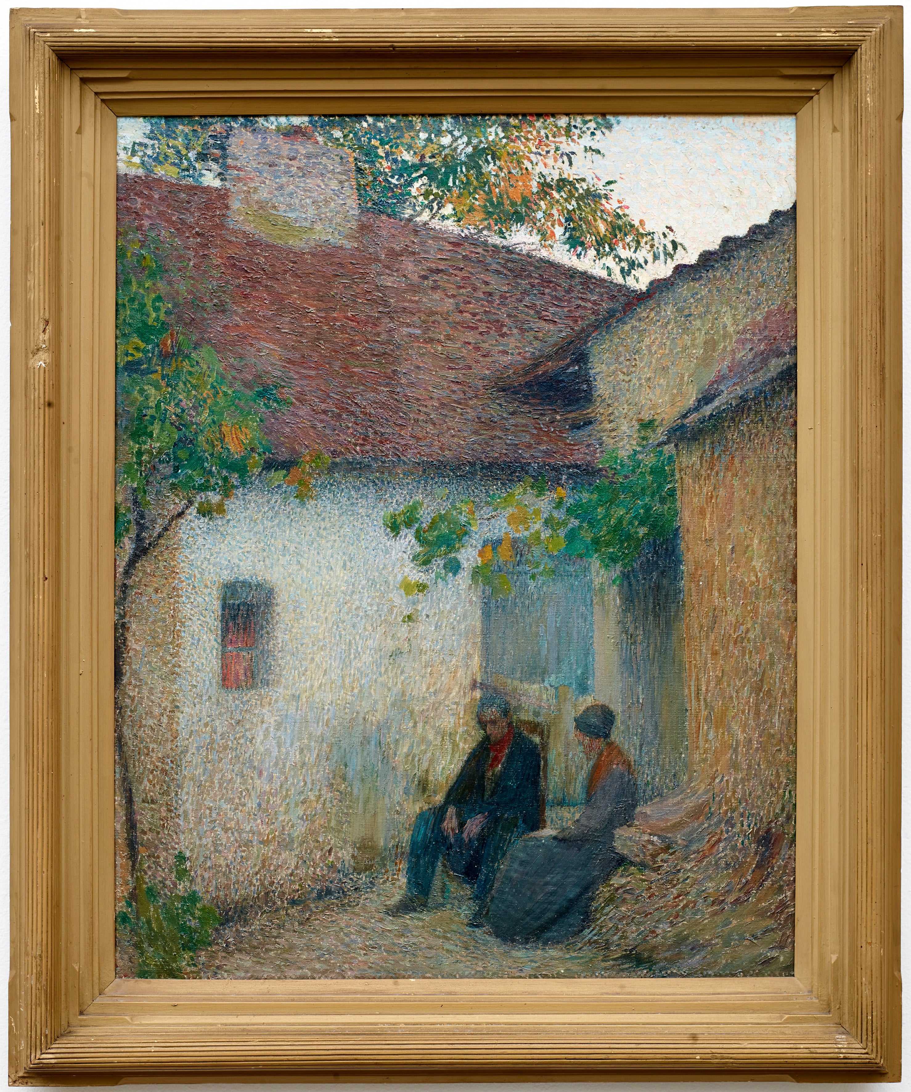 Couple en conversation devant la ferme - Henri-Jean Guillaume Martin