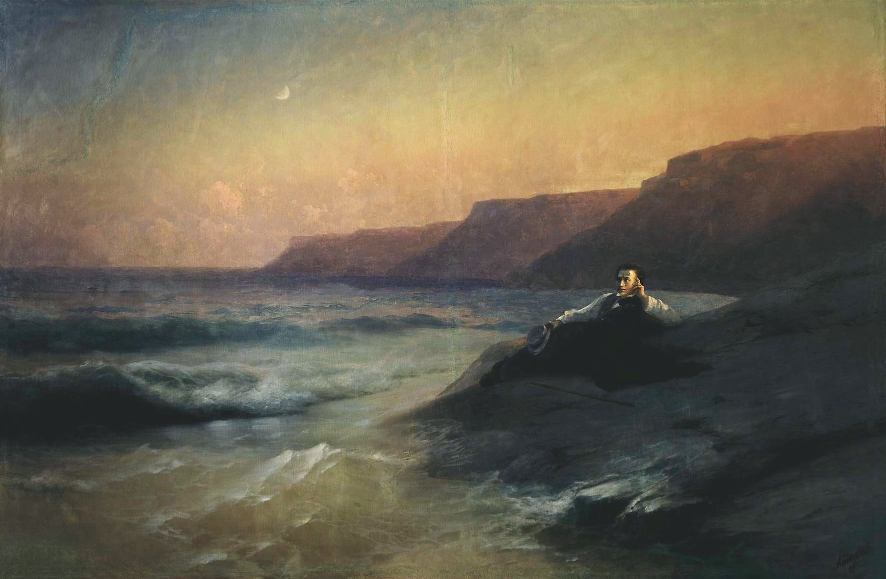 Alexandre Pouchkine sur la côte de la Mer noire - Ivan Aïvazovski