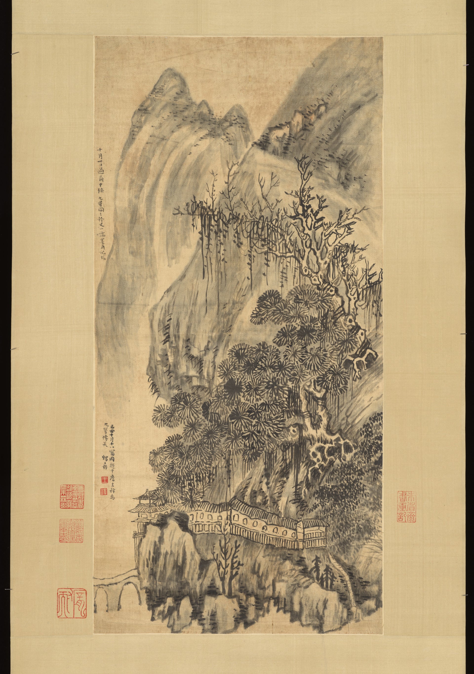 Landscape, Wang Duo, dated 1649 — peinture chinoise