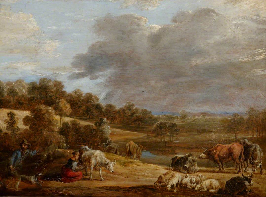 Un paysage avec une femme en train de traire - David Teniers le Jeune