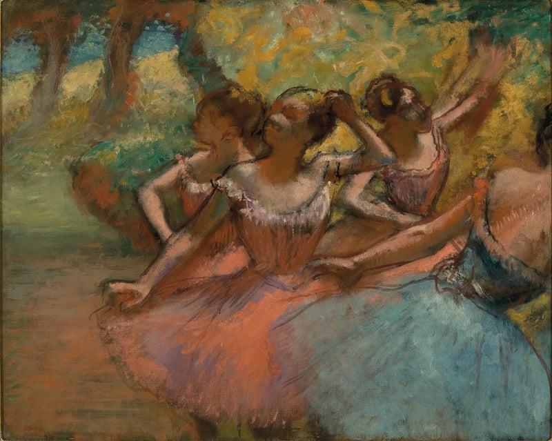 Neljä balettitanssijaa lavalla - Edgar Degas
