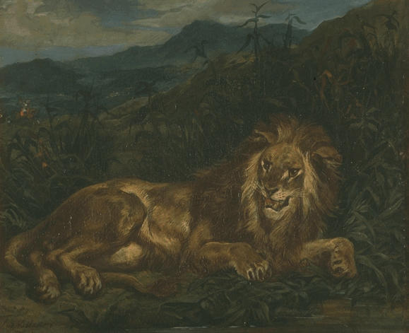 Reproduction du tableau « Un lion à la source - Eugène Delacroix » par Alpha Reproduction en peinture à l’huile