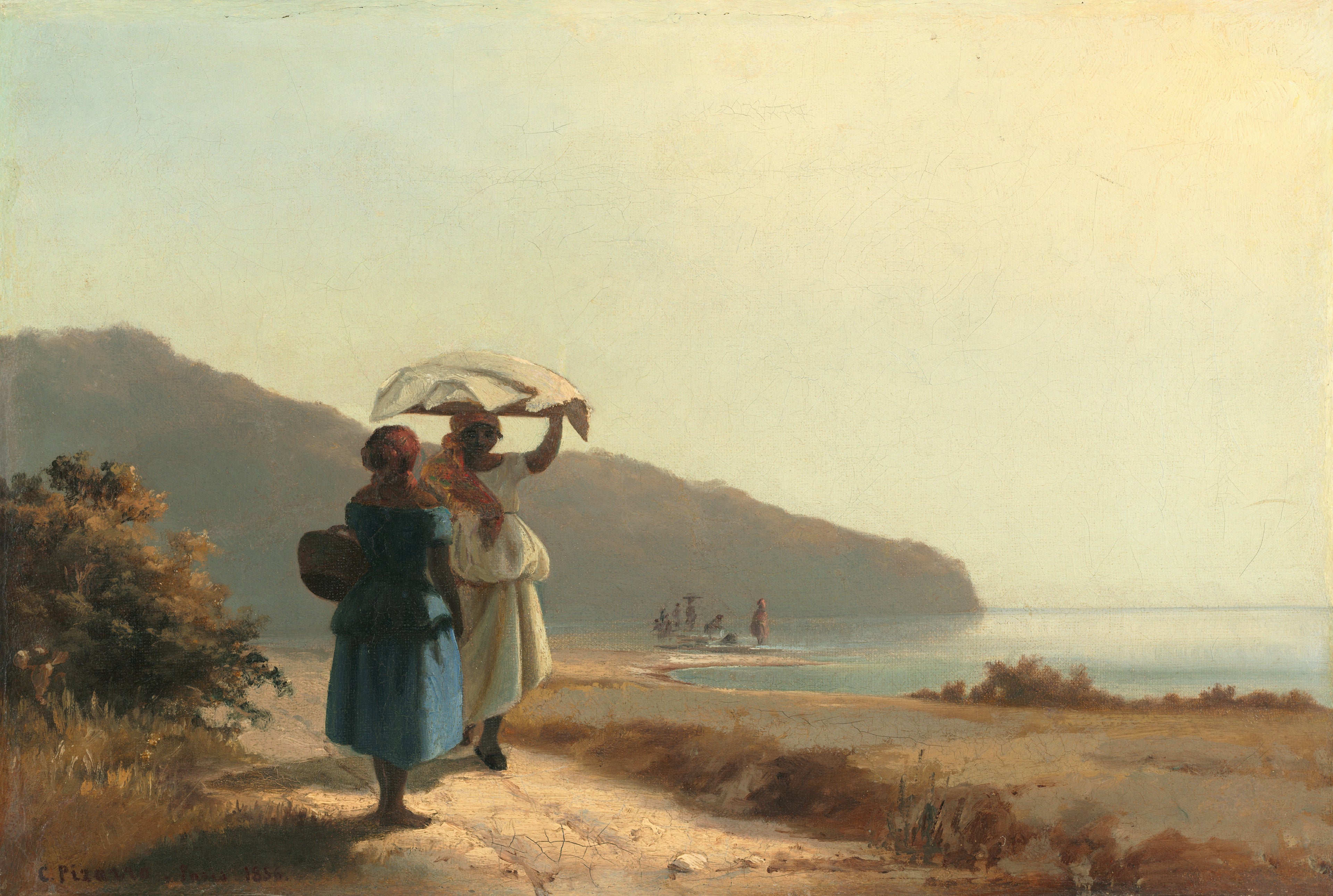 Reproduction du tableau « Deux Femmes causant au bord de la mer, Saint-Thomas - Camille Pissarro » par Alpha Reproduction en peinture à l’huile