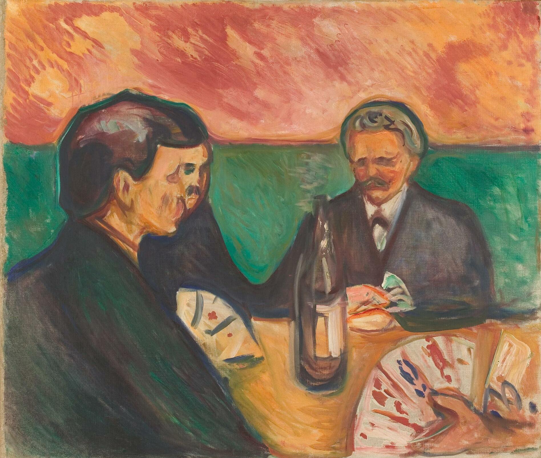 Reproduction du tableau « Joueurs de cartes à Elgersburg - Edvard Munch » par Alpha Reproduction en peinture à l’huile